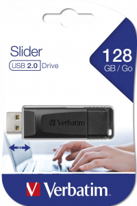 Pen Drive 128GB Verbatim Slider fekete USB 2.0 (49328)